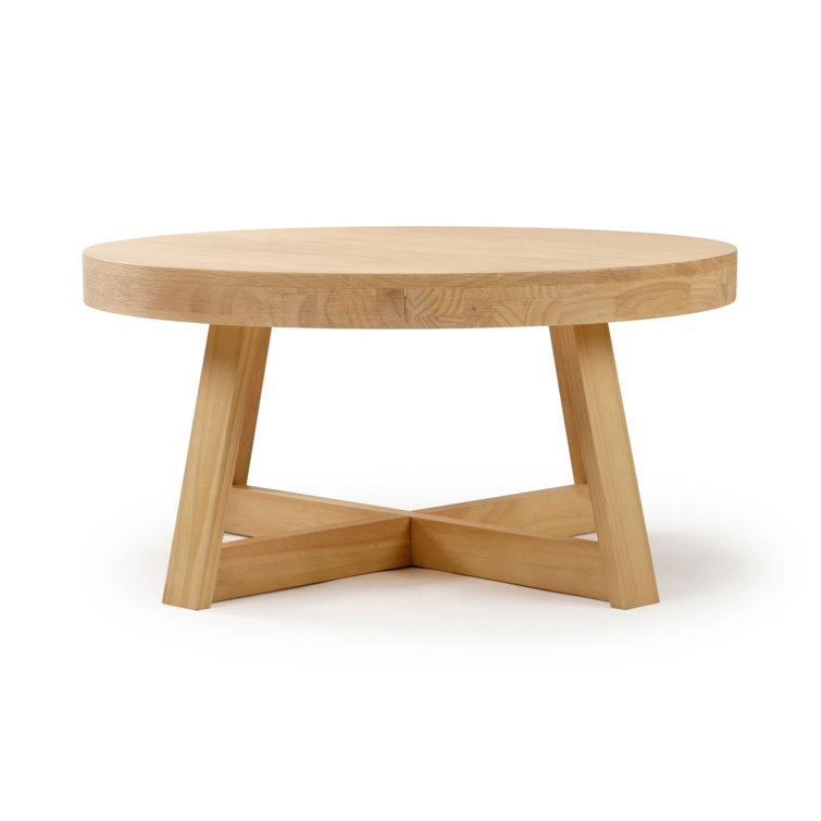 Blonde Solid Pine Round Coffee Table with Wirebrush Finish