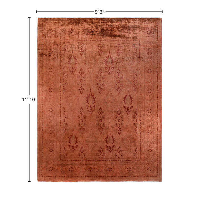 Hand-Knotted Red Wool Rectangular Area Rug 9' 3" x 11' 10"