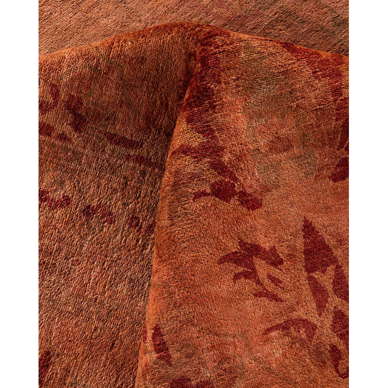 Hand-Knotted Red Wool Rectangular Area Rug 9' 3" x 11' 10"