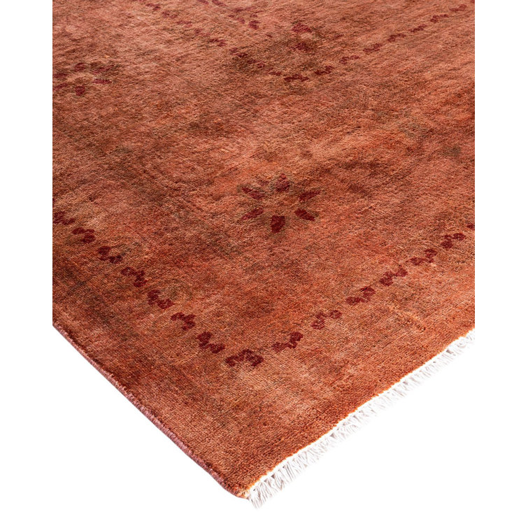 Hand-Knotted Red Wool Rectangular Area Rug 9' 3" x 11' 10"