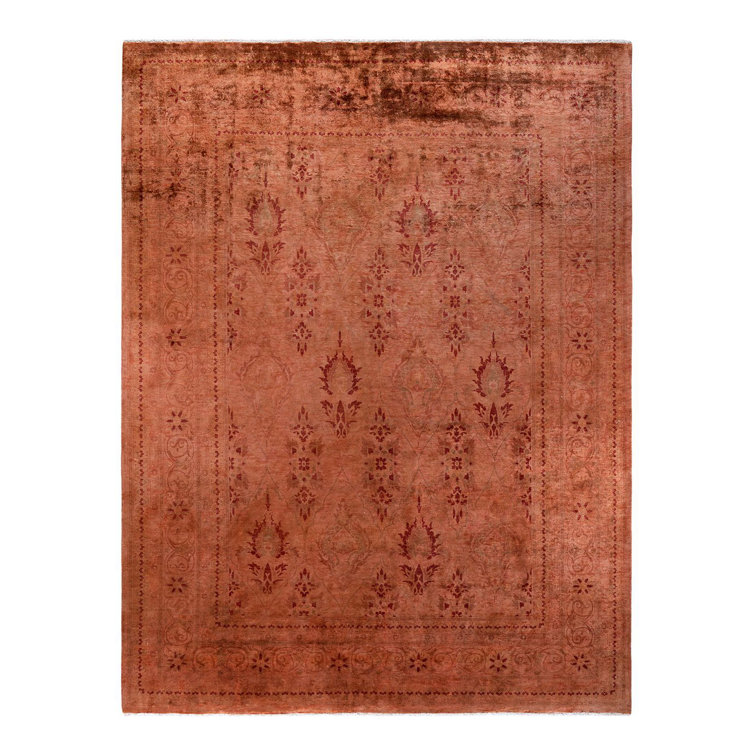 Hand-Knotted Red Wool Rectangular Area Rug 9' 3" x 11' 10"