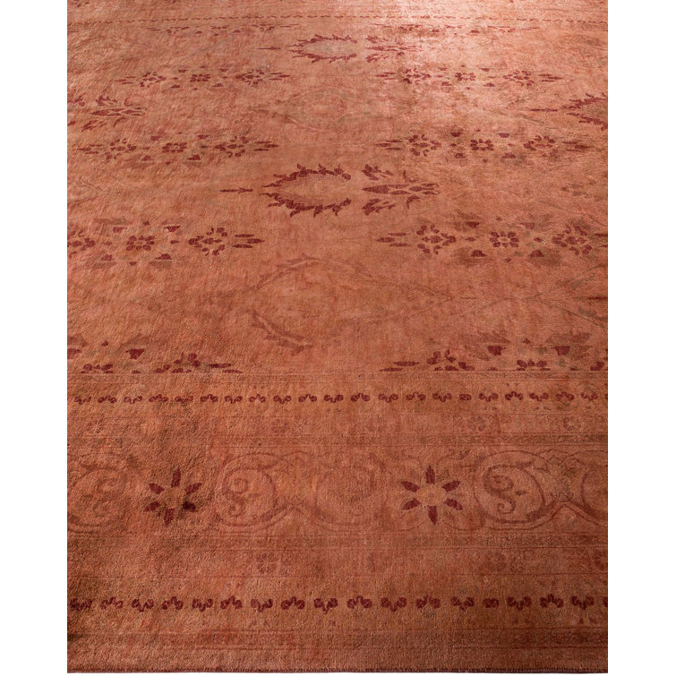 Hand-Knotted Red Wool Rectangular Area Rug 9' 3" x 11' 10"