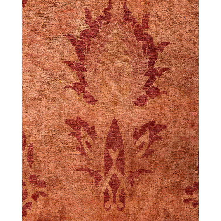 Hand-Knotted Red Wool Rectangular Area Rug 9' 3" x 11' 10"
