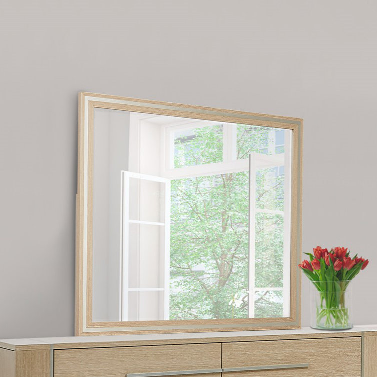 Beige Washed Oak Full Length Rectangular Wall Mirror