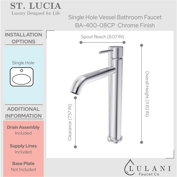 St. Lucia Chrome Single-Handle Vessel Bathroom Faucet