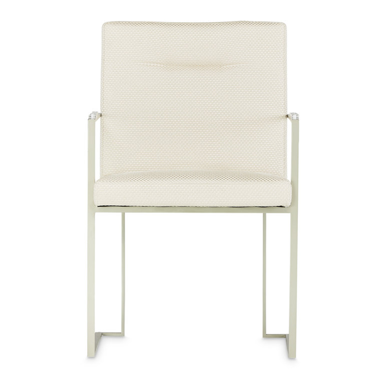 Laguna Ridge Cream Upholstered Metal Armchair with LED Accents