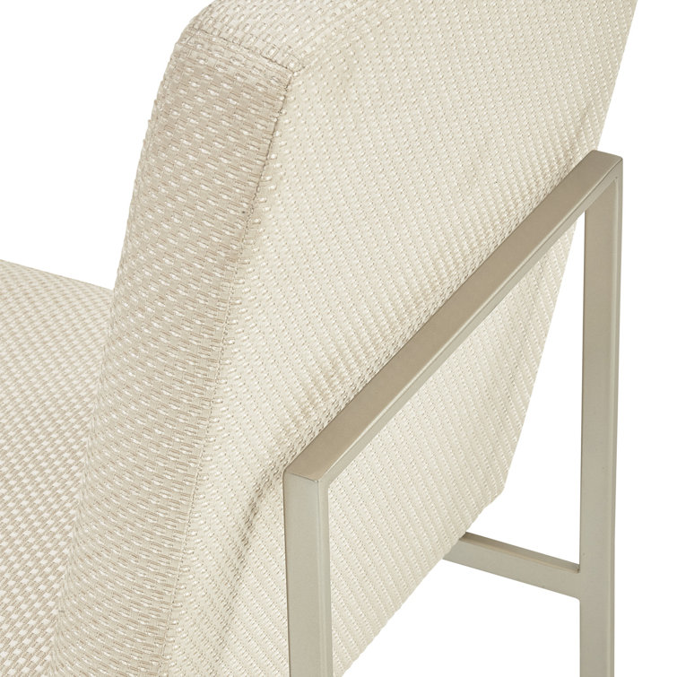Laguna Ridge Cream Upholstered Side Chair with Brushed Platinum Frame