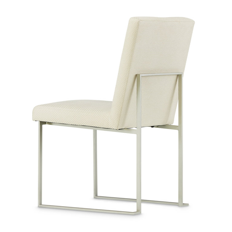 Laguna Ridge Cream Upholstered Side Chair with Brushed Platinum Frame