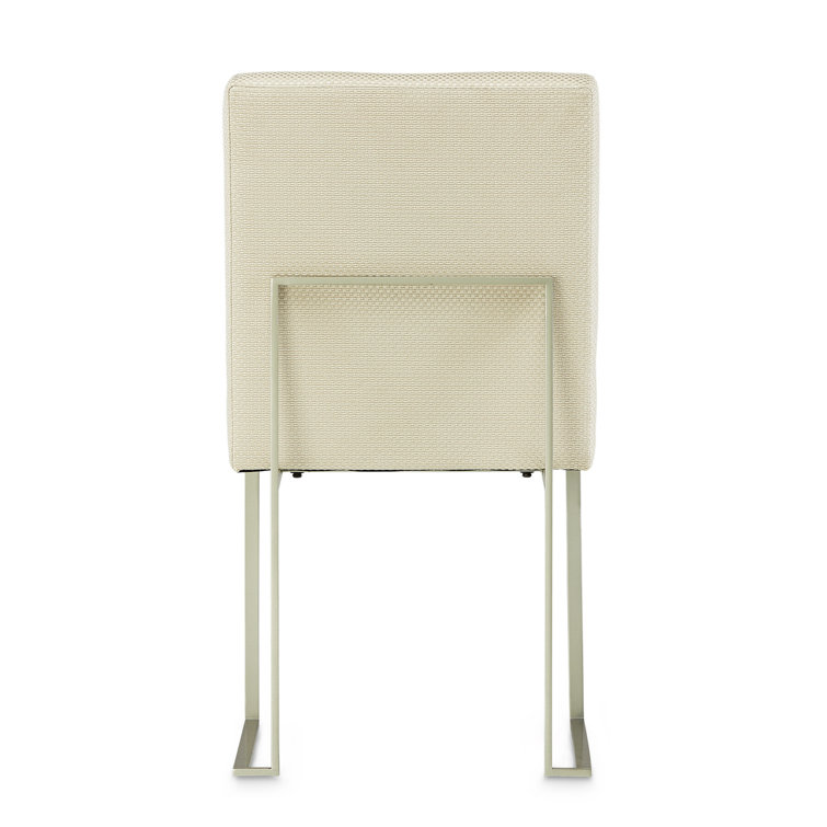Laguna Ridge Cream Upholstered Side Chair with Brushed Platinum Frame