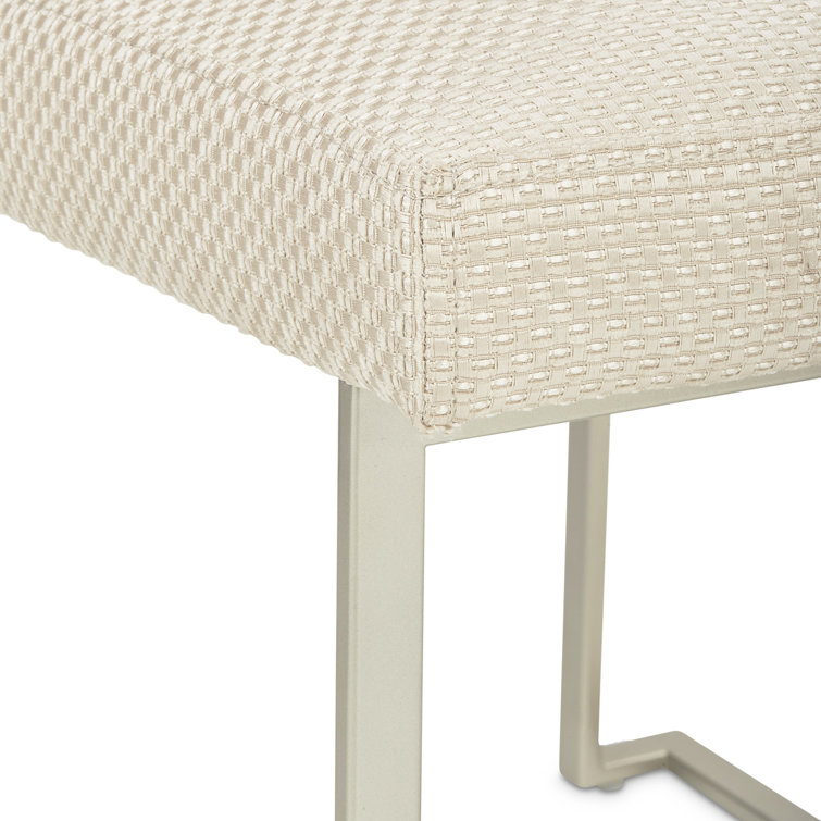 Laguna Ridge Cream Upholstered Side Chair with Brushed Platinum Frame