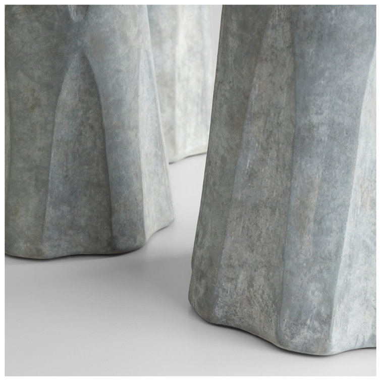 Gray Ceramic Prismatic Carved Candlestick, 15"