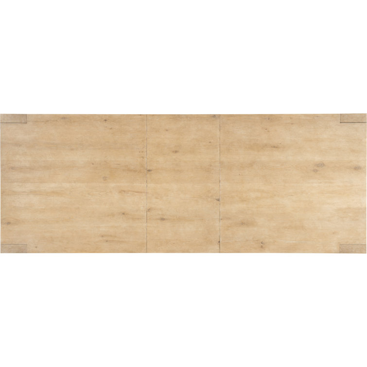 Beige Oak Veneer Extendable Rectangular Dining Table