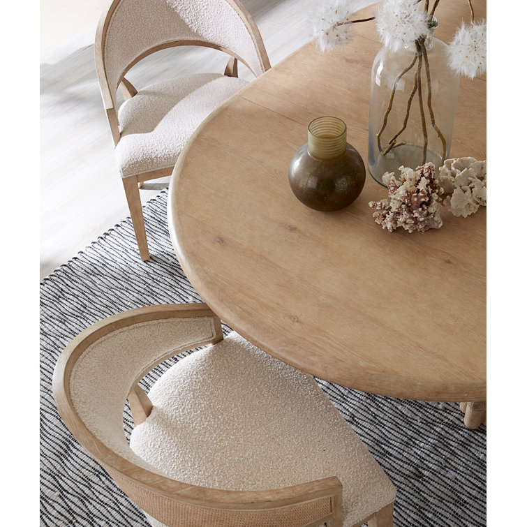 Dune Beige Round Extendable Wood Dining Table