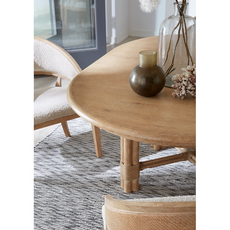 Dune Beige Round Extendable Wood Dining Table