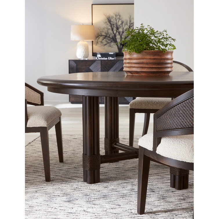 Black Sand Round Extendable Wood Dining Table