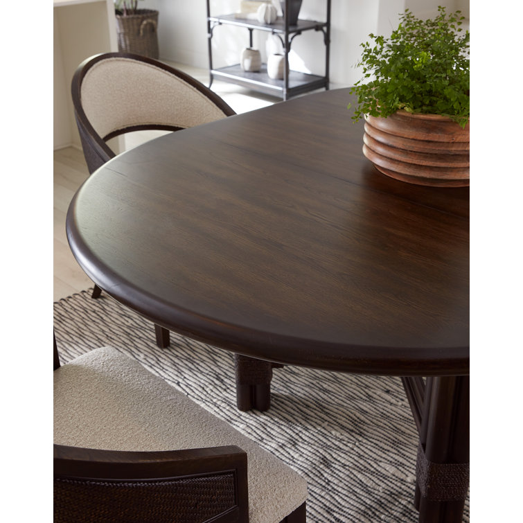 Black Sand Round Extendable Wood Dining Table
