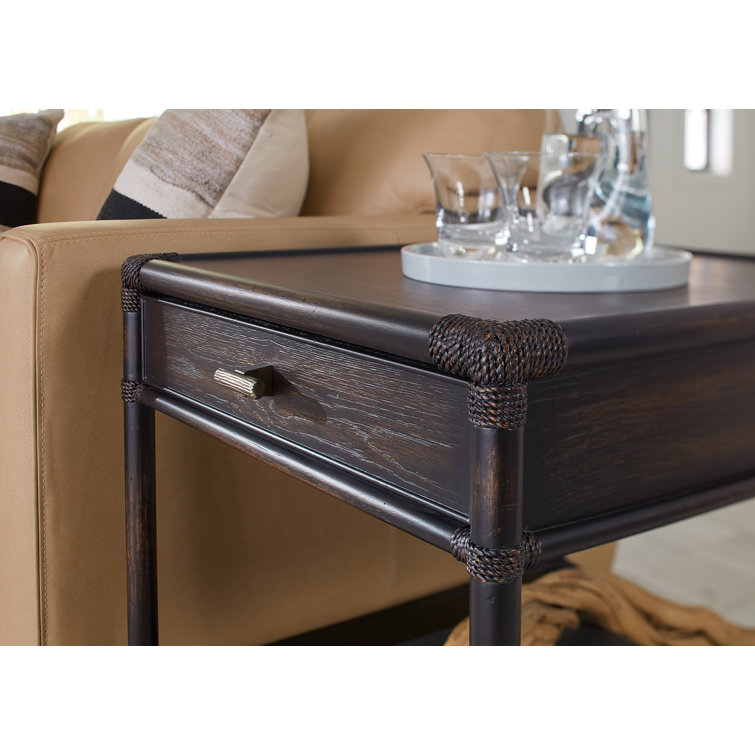 Black Sand Oak and Maple Veneer End Table with Storage