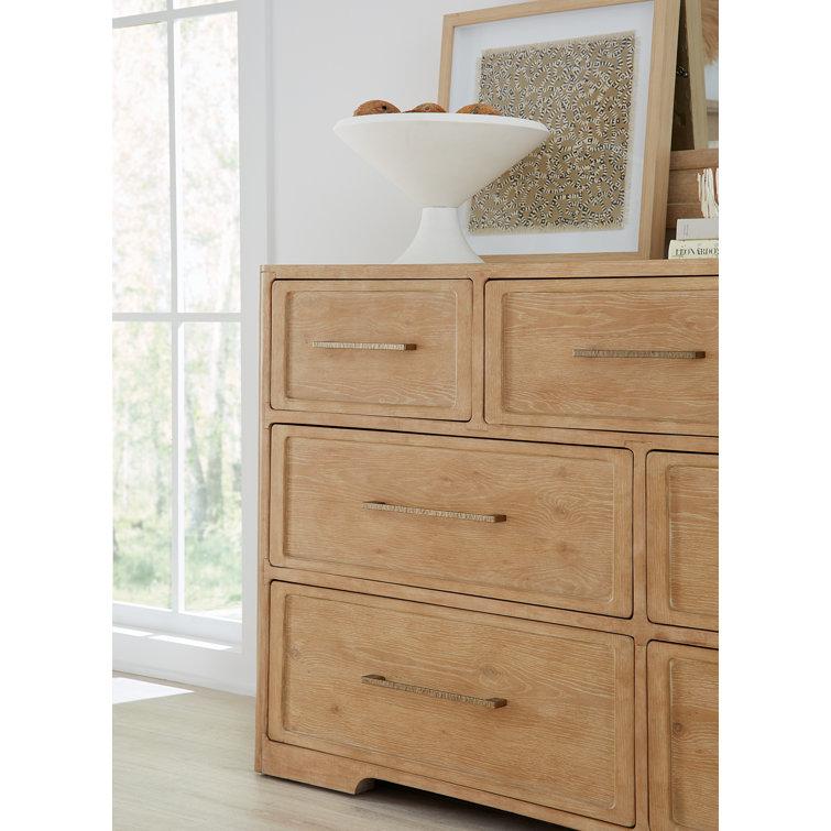 Beige Oak and Maple Transitional 7-Drawer Dresser