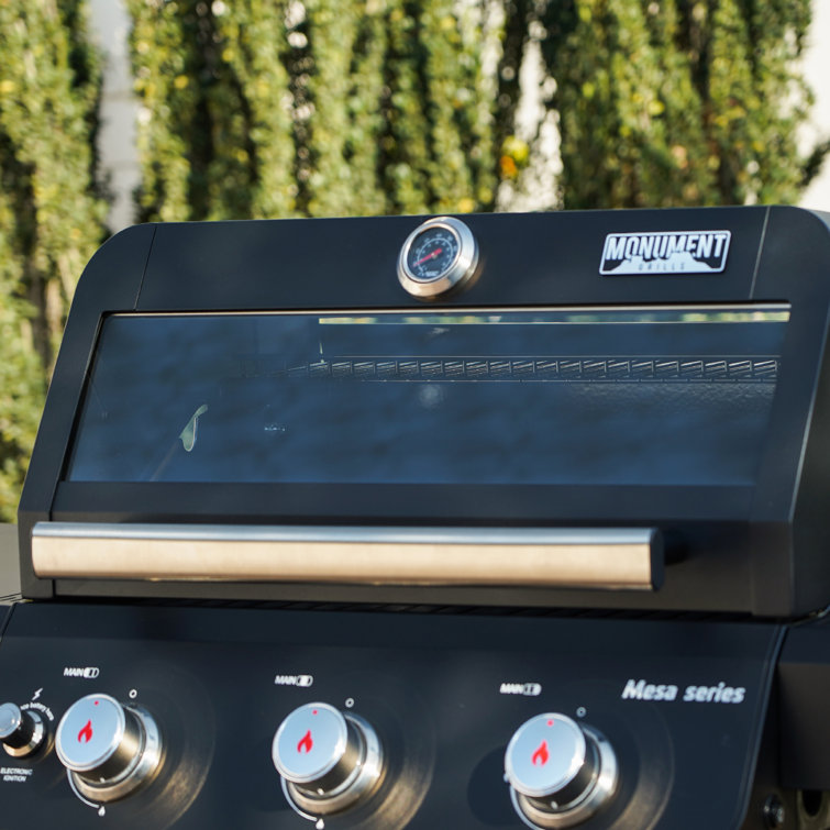 Mesa Black Stainless Steel 3-Burner Propane Gas Grill with Side Burner