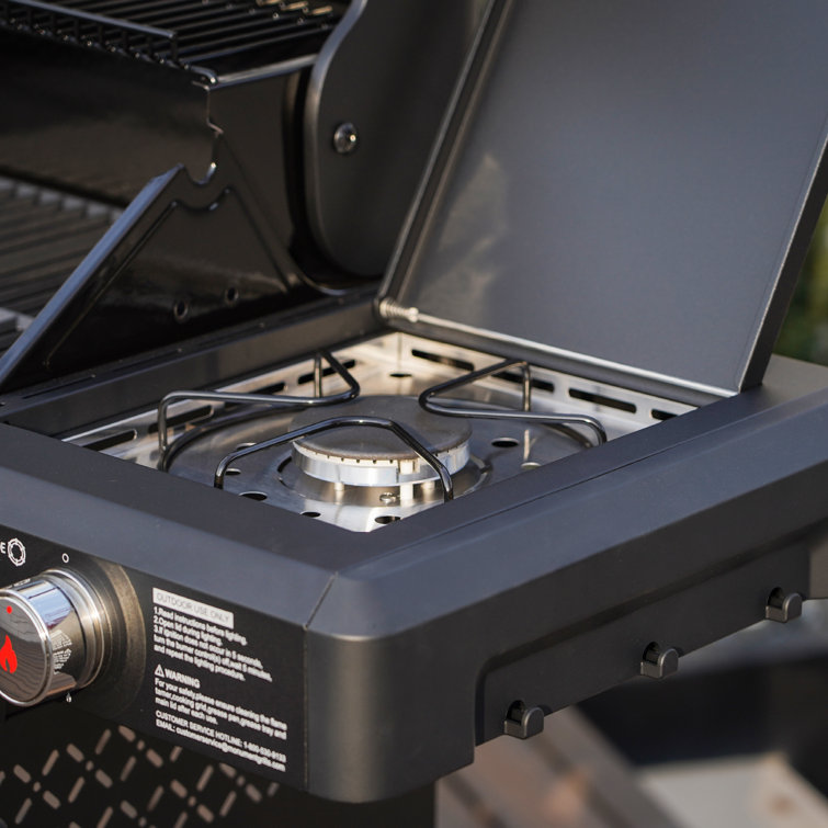 Mesa Black Stainless Steel 4-Burner Propane Gas Grill with Side Burner