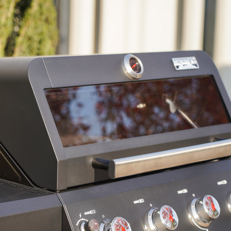 Mesa Black Stainless Steel 4-Burner Propane Gas Grill with Side Burner