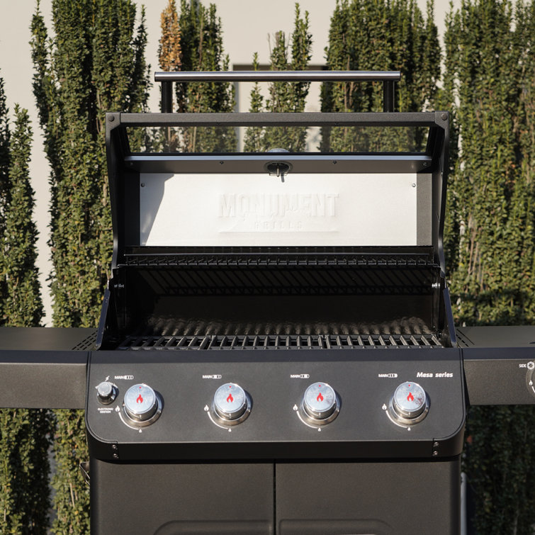 Mesa Black Stainless Steel 4-Burner Propane Gas Grill with Side Burner