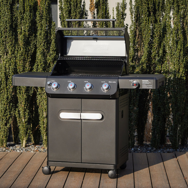 Mesa Black Stainless Steel 4-Burner Propane Gas Grill with Side Burner