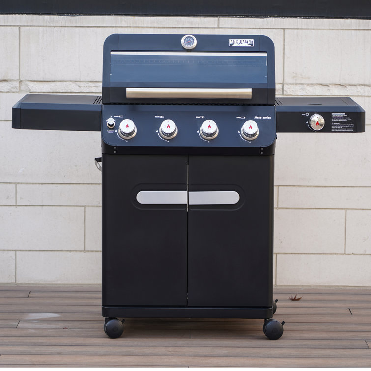 Mesa Black Stainless Steel 4-Burner Propane Gas Grill with Side Burner