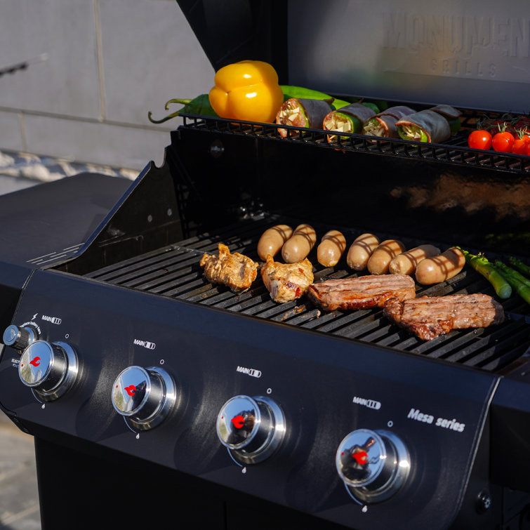 Mesa Black Stainless Steel 4-Burner Propane Gas Grill with Side Burner