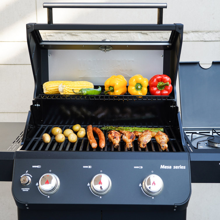Mesa Black Stainless Steel 3-Burner Propane Gas Grill with Side Burner