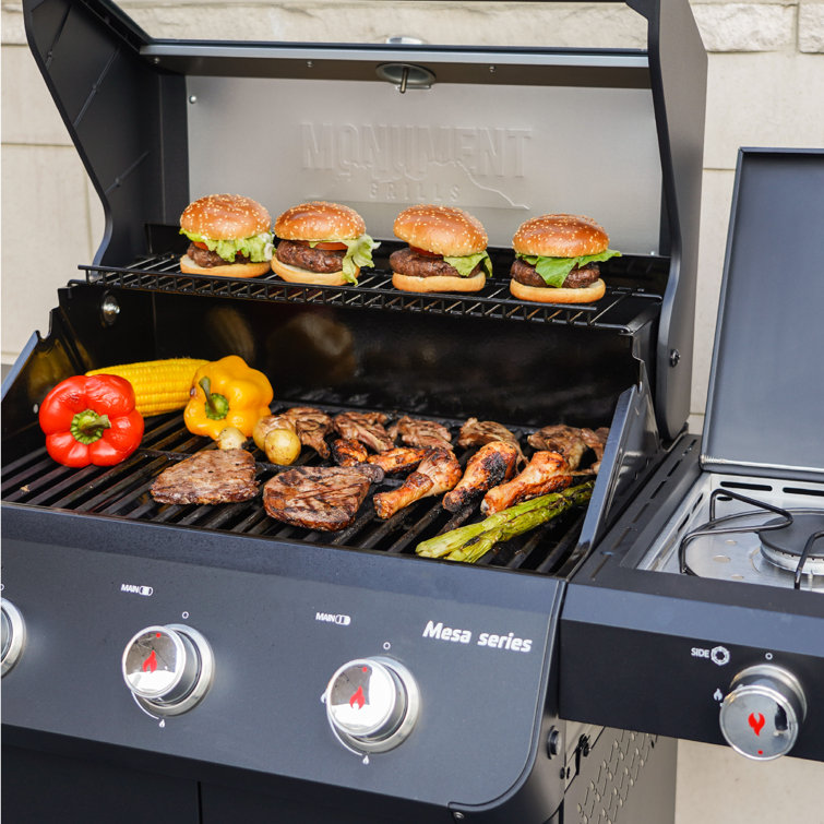 Mesa Black Stainless Steel 3-Burner Propane Gas Grill with Side Burner