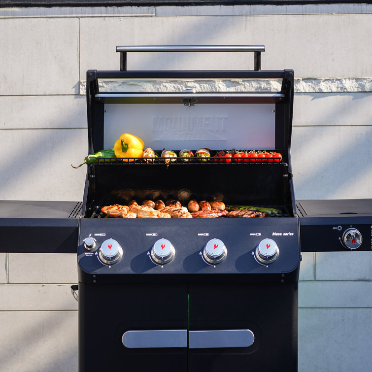 Mesa Black Stainless Steel 4-Burner Propane Gas Grill with Side Burner