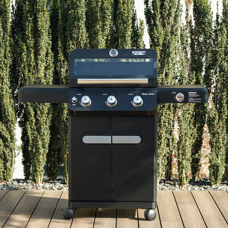 Mesa Black Stainless Steel 3-Burner Propane Gas Grill with Side Burner