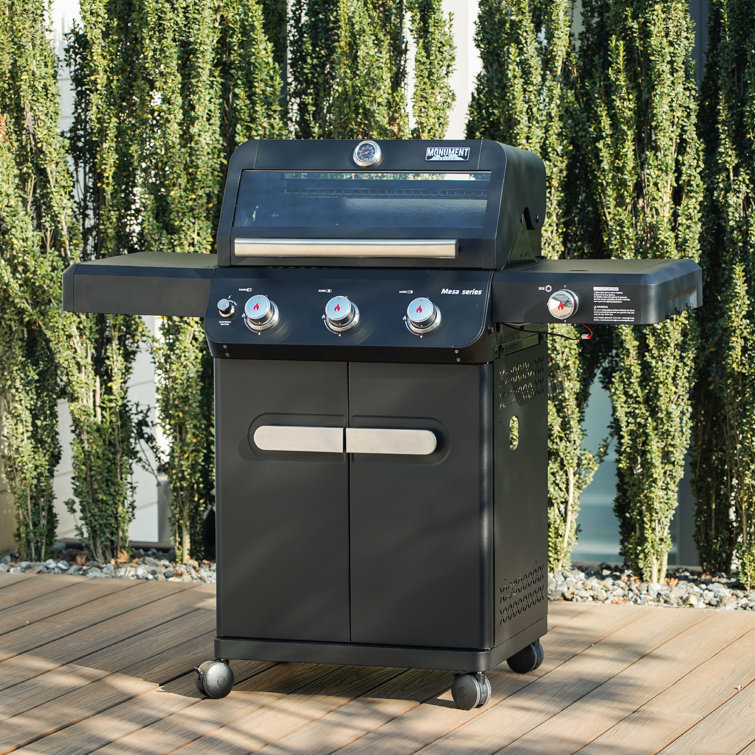 Mesa Black Stainless Steel 3-Burner Propane Gas Grill with Side Burner