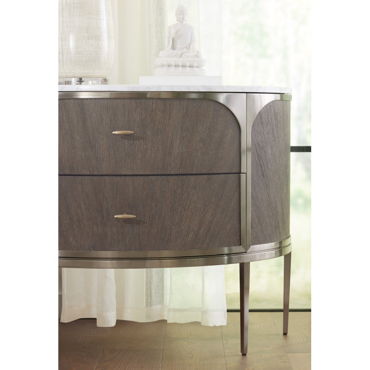 Modern Demilune 2-Drawer Nightstand with Marble Top