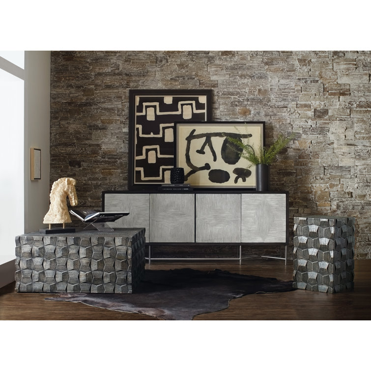 Chiseled Black Mango Wood Square End Table