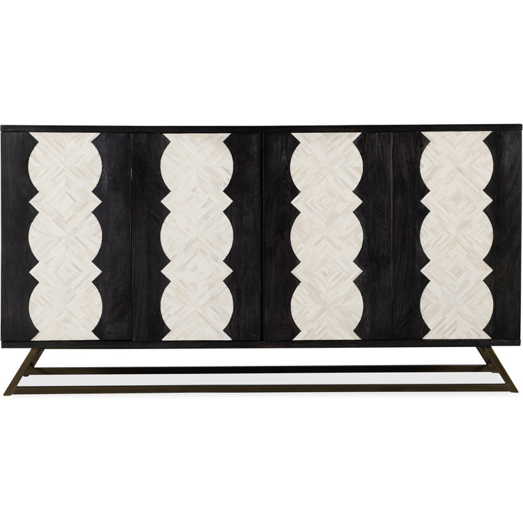 Black and White Bone Inlay Transitional Credenza