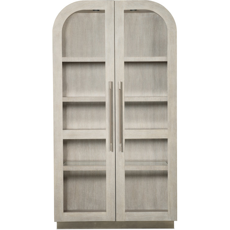 Diamond Finish Oak Veneer Lighted Display Cabinet