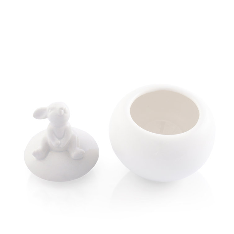 White Porcelain Bunny Lid Sugar Bowl