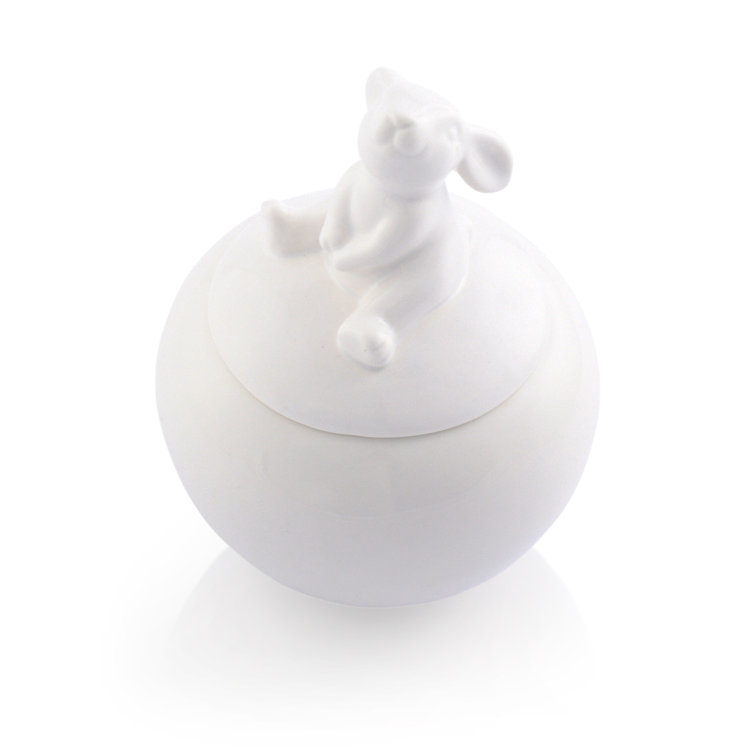 White Porcelain Bunny Lid Sugar Bowl