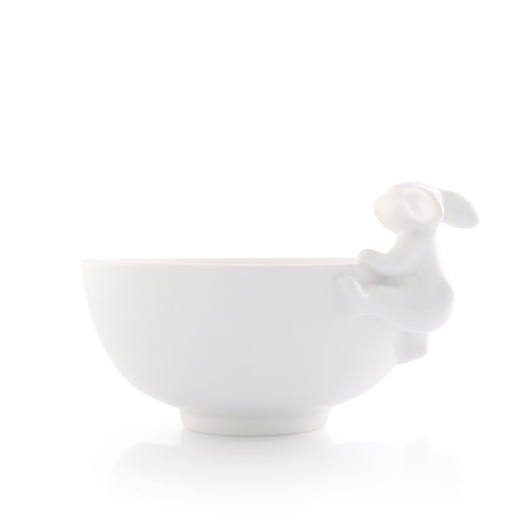 White Ceramic Climbing Bunny Small Candy Bowl