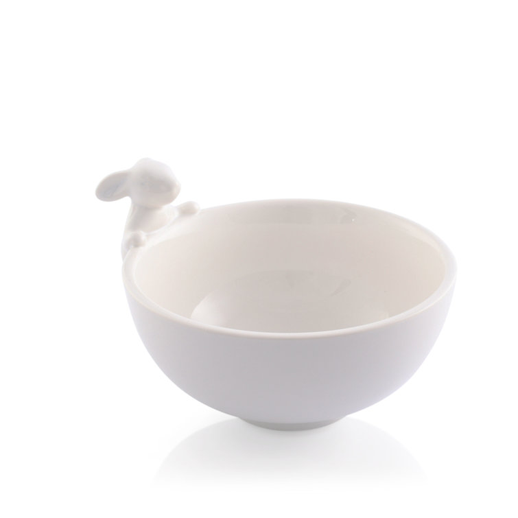 White Ceramic Climbing Bunny Small Candy Bowl