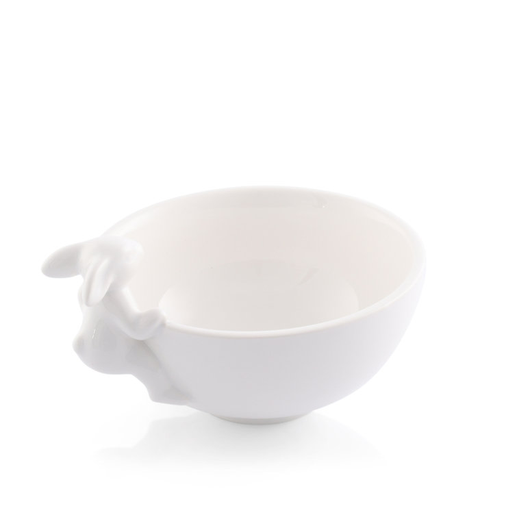 White Ceramic Climbing Bunny Small Candy Bowl