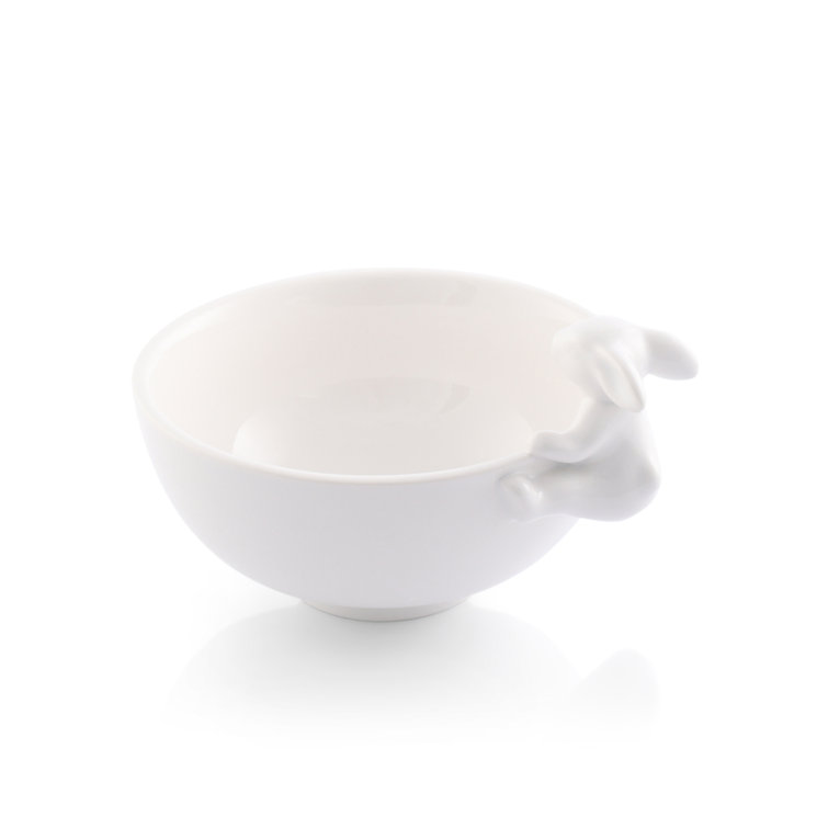 White Ceramic Climbing Bunny Small Candy Bowl