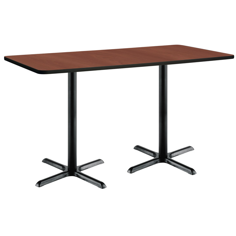 Mahogany and Black Bar Height Conference Table with Iron Base