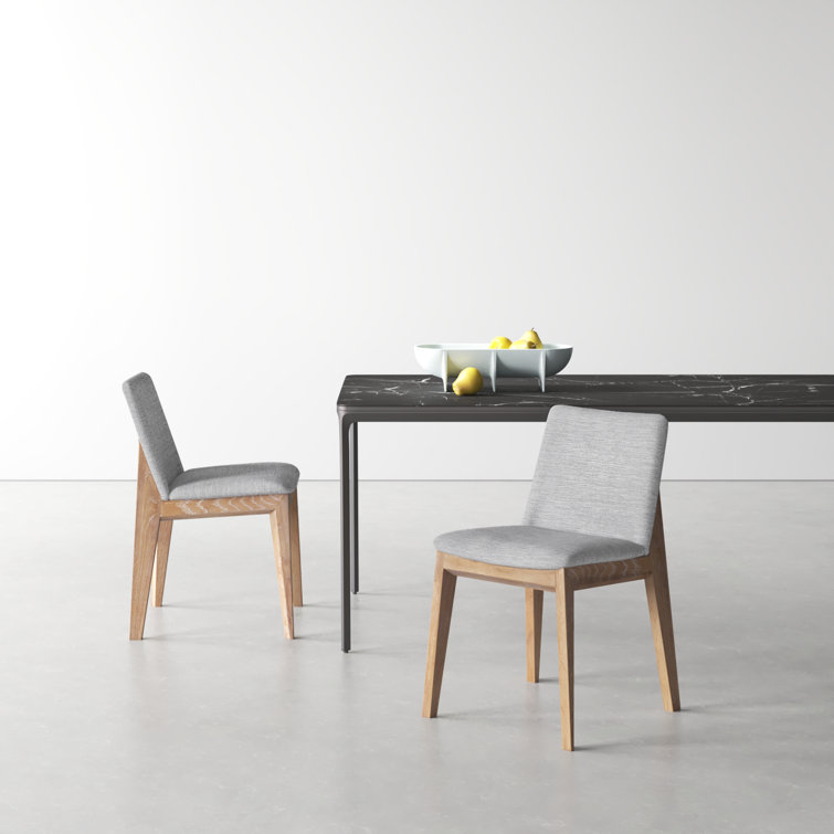 Gray Upholstered Solid Wood Side Chair Set