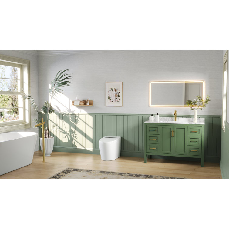 White Elongated High Efficiency Smart Toilet with Heated Seat