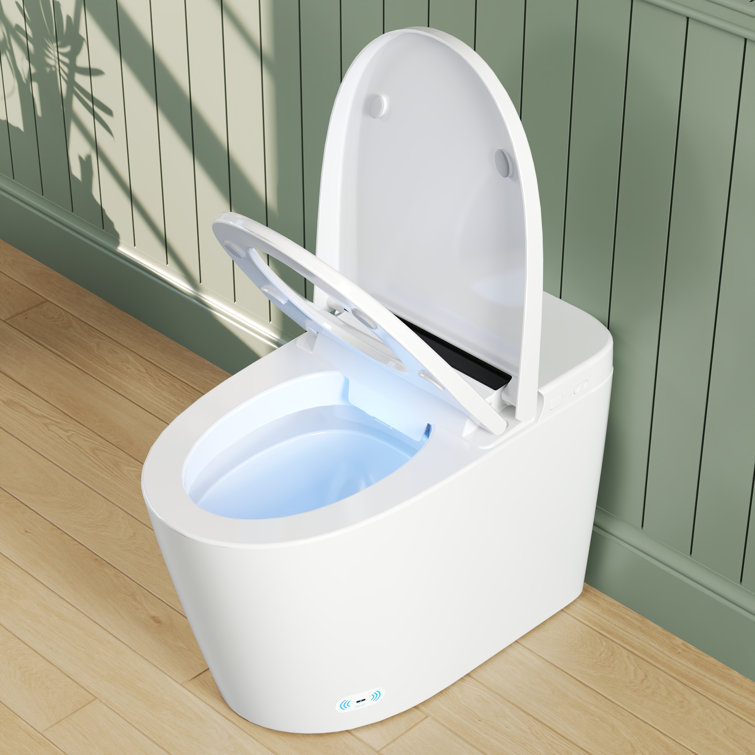 White Elongated High Efficiency Smart Toilet with Heated Seat