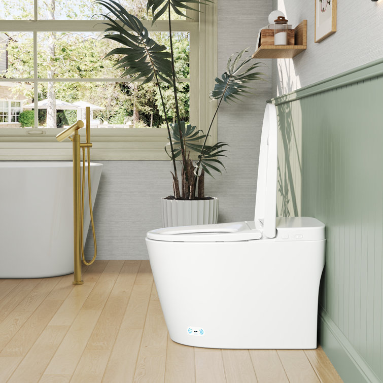 White Elongated High Efficiency Smart Toilet with Heated Seat