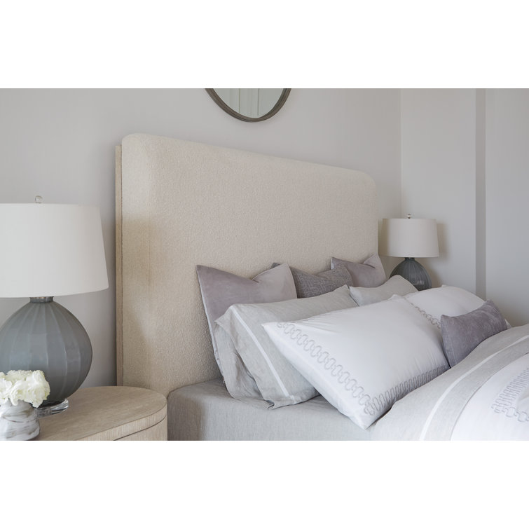 California King Light Wood Upholstered Bed with Storage Drawer